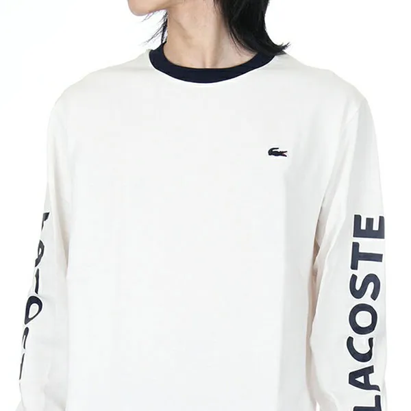 Áo Nỉ Nam Lacoste Loose Sleeve Print Long TH6375-70V Màu Trắng Size 2