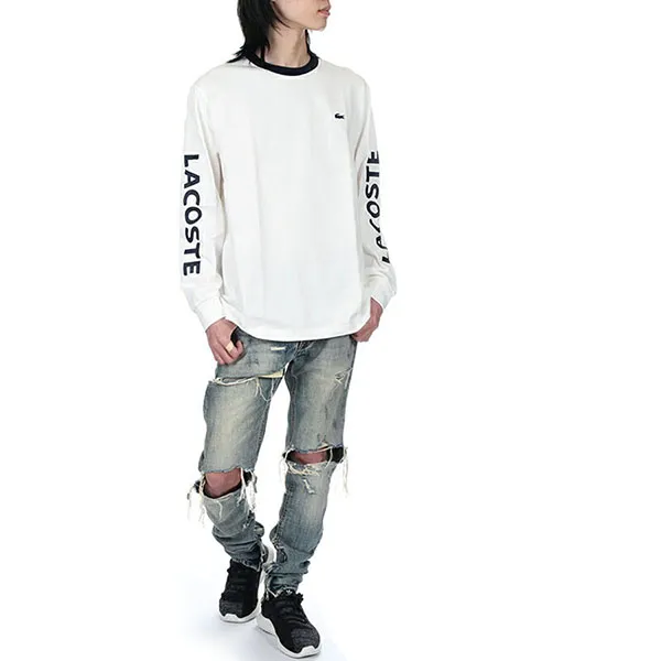 Áo Nỉ Nam Lacoste Loose Sleeve Print Long TH6375-70V Màu Trắng Size 2
