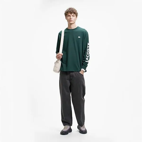 Áo Nỉ Nam Lacoste Loose Sleeve Print Long TH6375 - AFK Màu Xanh Lá Size 2