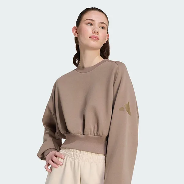 Áo Nỉ Nữ Adidas Soft Lux Oversized Sweatshirt KS5419 Màu Nâu Be Size XS