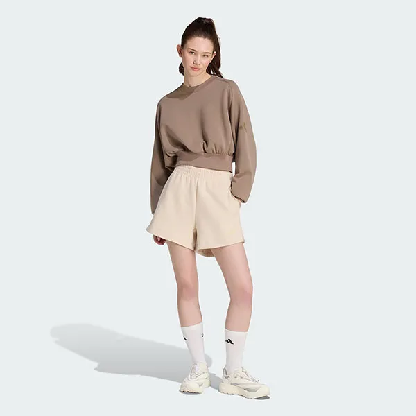 Áo Nỉ Nữ Adidas Soft Lux Oversized Sweatshirt KS5419 Màu Nâu Be Size XS