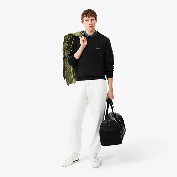 Áo Nỉ Sweater Nam Lacoste Stripe Band Fleece Sweatshirt SH0891 - 031 Màu Đen Size 3