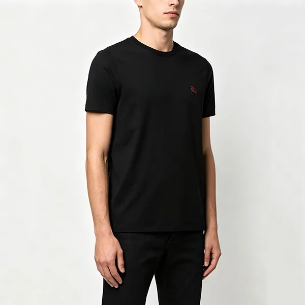 Áo Phông Nam Burberry Embroidered Logo T-Shirt Màu Đen Size S