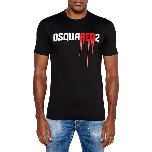 Áo Phông Nam Dsquared2 Dsquared2 Bloody Red Logo Cool Fit T-Shirt S74GD1328 Màu Đen Size S