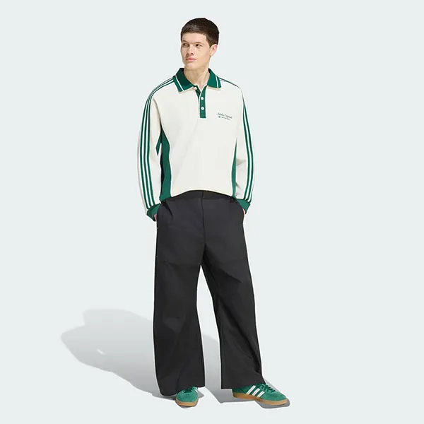 Áo Polo Dài Tay Nam Adidas Men's Long Sleeve Shirt KW5688 Màu Trắng Xanh Size XS