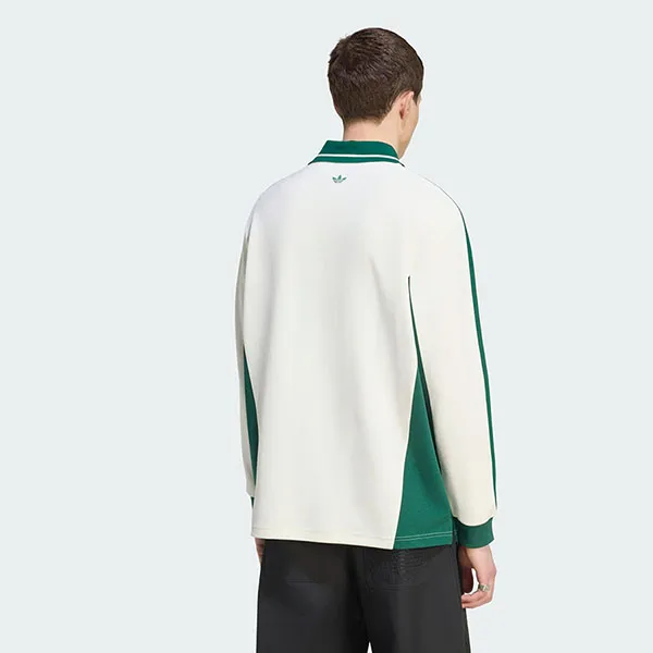 Áo Polo Dài Tay Nam Adidas Men's Long Sleeve Shirt KW5688 Màu Trắng Xanh Size XS