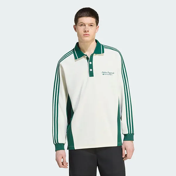 Áo Polo Dài Tay Nam Adidas Men's Long Sleeve Shirt KW5688 Màu Trắng Xanh Size XS