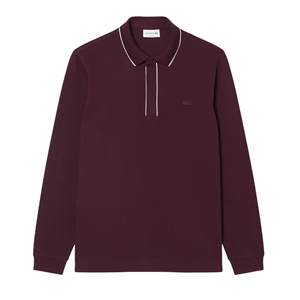 Áo Polo Dài Tay Nam Lacoste Regular Fit Long Sleeved Paris Polo Shirt PH9988 3KE Màu Đỏ Trầm Size 3