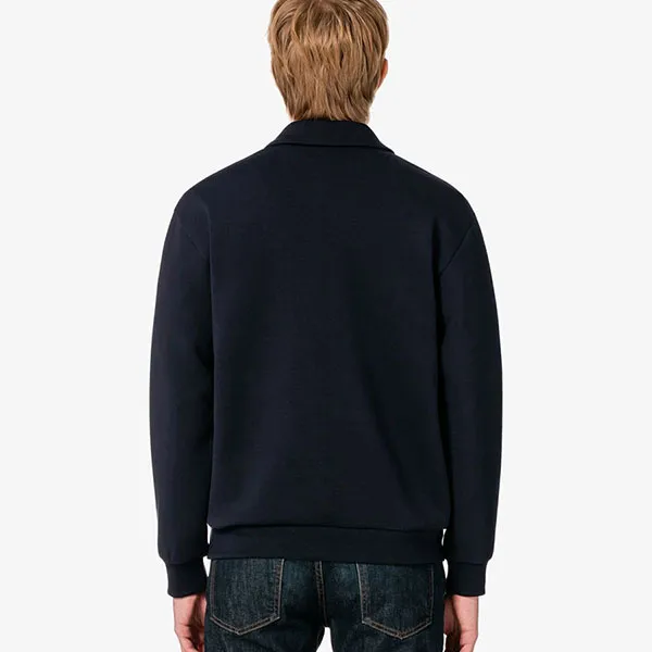 Áo Polo Dài Tay Nam Lacoste Ribbed Long-Sleeved Shirt PH262E - 166 Màu Xanh Đen Size 3