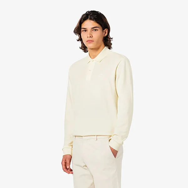 Áo Polo Dài Tay Nam Lacoste Ribbed Long-Sleeved Shirt PH262E - XFJ Cream Màu Kem Size 4