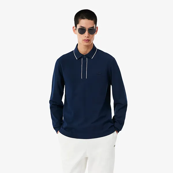 Áo Polo Lacoste Regular Fit Long Sleeved Paris Polo Shirt PH9988 166 Màu Xanh Navy Size 3