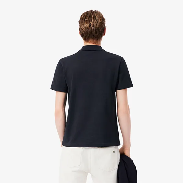 Áo Polo Nam Lacoste Men's Polo Shirt Loose Fit Piqué Fabric Color Block Pattern PH0895 - 4CI Màu Đen Size 3
