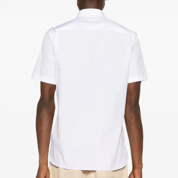 Áo Sơ Mi Cộc Tay Nam Burberry Slim Fit Stretch Cotton Shirt 8079594 Màu Trắng Size XS