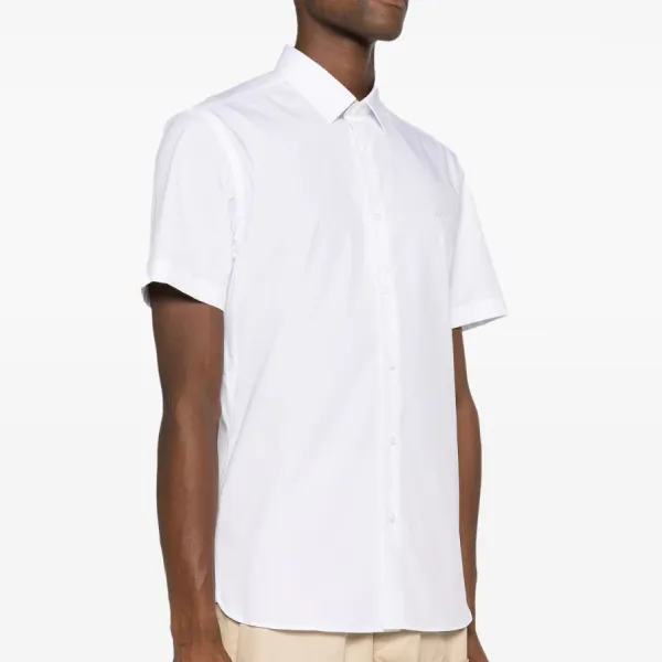 Áo Sơ Mi Cộc Tay Nam Burberry Slim Fit Stretch Cotton Shirt 8079594 Màu Trắng Size XS