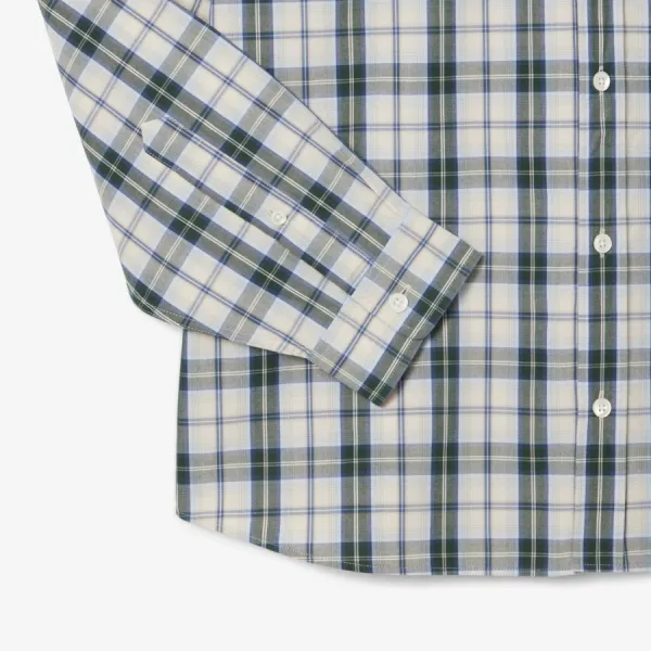 Áo Sơ Mi Dài Tay Nam Lacoste Regular Fit Poplin Plaid Shirt CH8507 - X0N Màu Xanh Nhạt Size 38