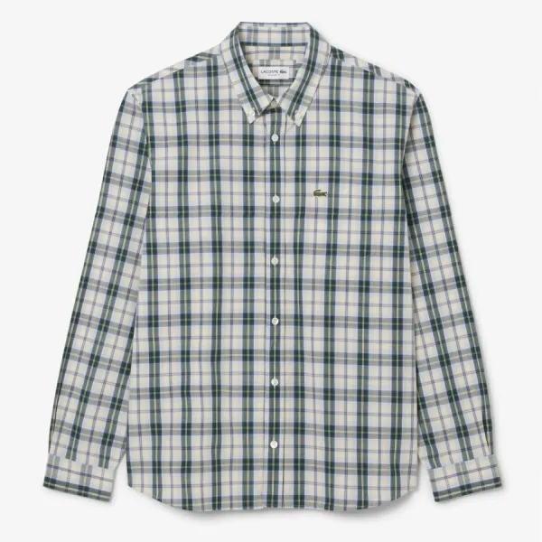 Áo Sơ Mi Dài Tay Nam Lacoste Regular Fit Poplin Plaid Shirt CH8507 - X0N Màu Xanh Nhạt Size 38