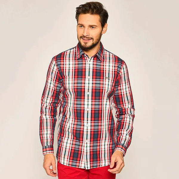 Áo Sơ Mi Dài Tay Nam Lacoste Regular Fit Shirt CH8444 - LYA Phối Màu Size 42