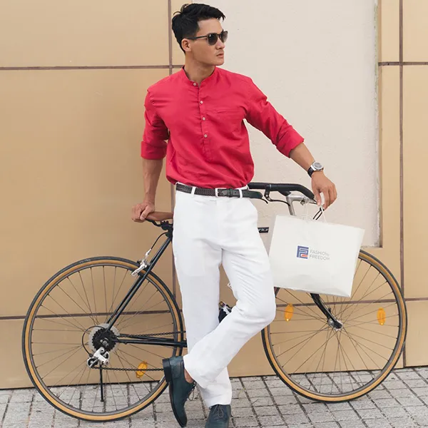 Áo Sơ Mi Linen Nam F2 Fashion & Freedom New Spirit SMM208-Đ-M-1221 Màu Đỏ Size M