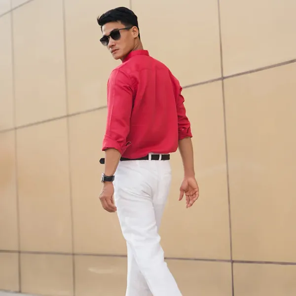 Áo Sơ Mi Linen Nam F2 Fashion & Freedom New Spirit SMM208-Đ-M-1221 Màu Đỏ Size M