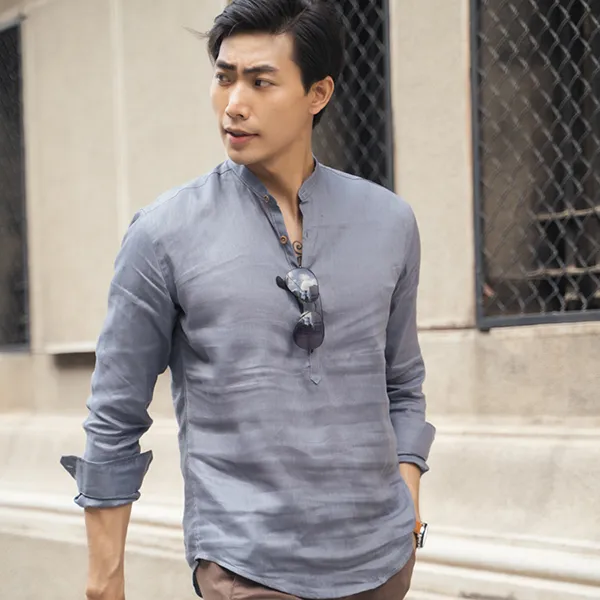 Áo Sơ Mi Linen Nam F2 Fashion & Freedom SMM208-XDLT-S-0621 Màu Xám Size S