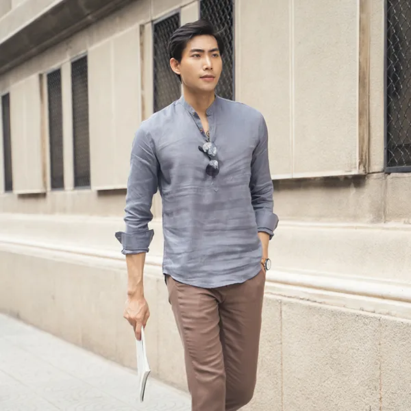 Áo Sơ Mi Linen Nam F2 Fashion & Freedom SMM208-XDLT-S-0621 Màu Xám Size S