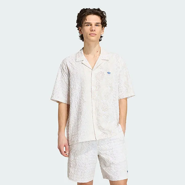 Áo Sơ Mi Nam Adidas Resort Shirt With Crinkled Striped Fabric And Printed Pattern KX1226 Màu Trắng Họa Tiết Size M