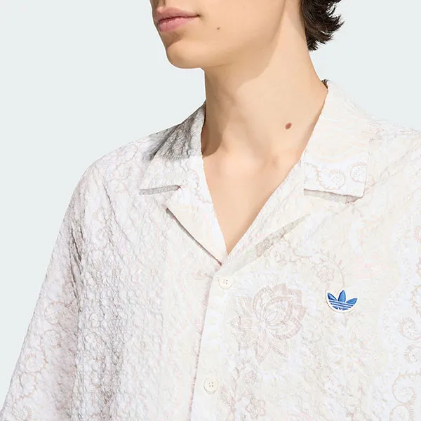 Áo Sơ Mi Nam Adidas Resort Shirt With Crinkled Striped Fabric And Printed Pattern KX1226 Màu Trắng Họa Tiết Size M