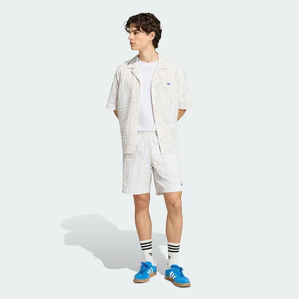 Áo Sơ Mi Nam Adidas Resort Shirt With Crinkled Striped Fabric And Printed Pattern KX1226 Màu Trắng Họa Tiết Size M