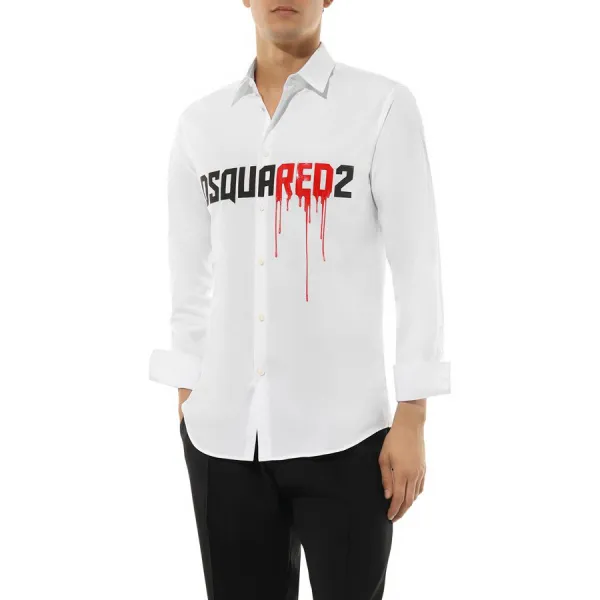 Áo Sơ Mi Nam Dsquared2 Men White Horror Logo Shirt S74DM0863 S36275 Màu Trắng Size 46