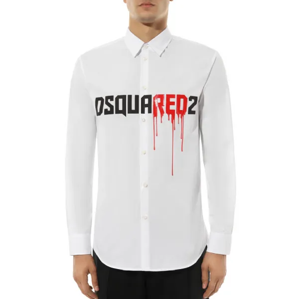 Áo Sơ Mi Nam Dsquared2 Men White Horror Logo Shirt S74DM0863 S36275 Màu Trắng Size 46