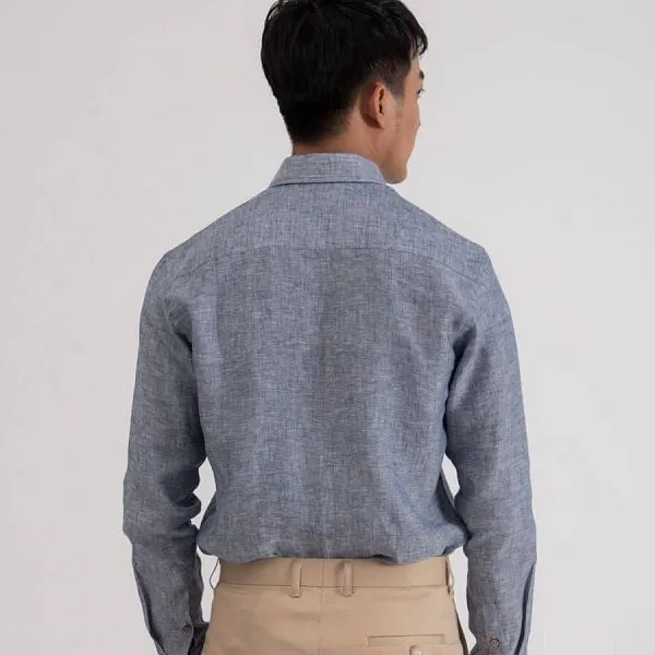 Áo Sơ Mi Nam F2 Fashion & Freedom Linen SMM114-XX-M-0619 Màu Xanh Xám Size M