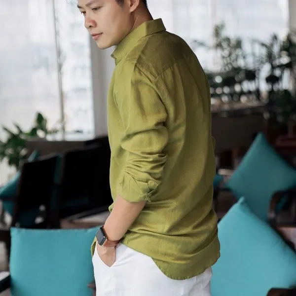 Áo Sơ Mi Nam F2 Fashion & Freedom Linen SMM126-XC-S-0119 Màu Xanh Cốm Size S