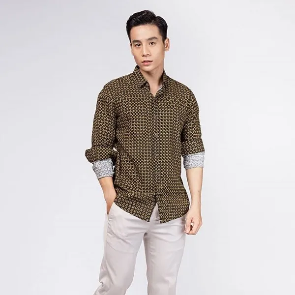 Áo Sơ Mi Nam F2 Fashion & Freedom Linen SMM132-DV-S-0619 Màu Đen - Vàng Size S