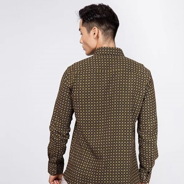 Áo Sơ Mi Nam F2 Fashion & Freedom Linen SMM132-DV-S-0619 Màu Đen - Vàng Size S