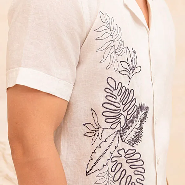 Áo Sơ Mi Nam F2 Fashion & Freedom Linen SMMN012-TRANG THEU-S- 0924 Màu Trắng Size S