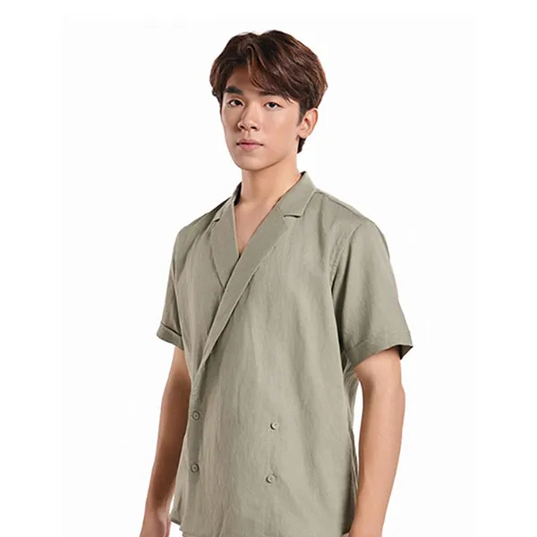 Áo Sơ Mi Nam F2 Fashion & Freedom Linen SMMN022-XR-S-0924 Màu Xanh Rêu Size S