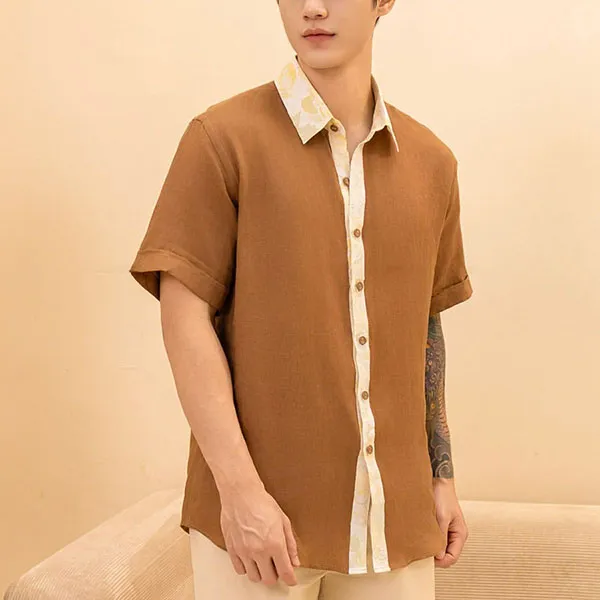 Áo Sơ Mi Nam F2 Fashion & Freedom Linen SMMN035-NAU PHT-S-0924 Màu Nâu Size S