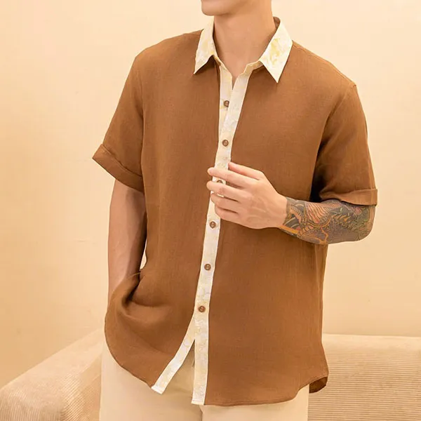 Áo Sơ Mi Nam F2 Fashion & Freedom Linen SMMN035-NAU PHT-S-0924 Màu Nâu Size S
