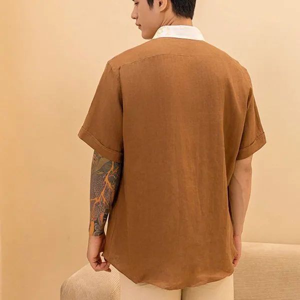 Áo Sơ Mi Nam F2 Fashion & Freedom Linen SMMN035-NAU PHT-S-0924 Màu Nâu Size S