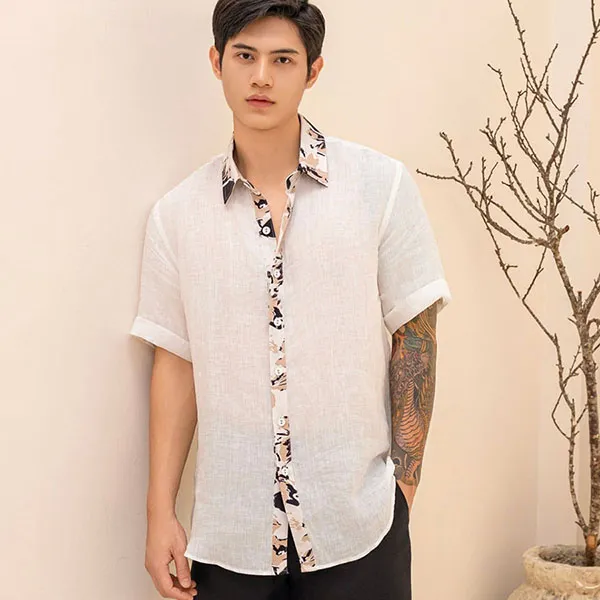 Áo Sơ Mi Nam F2 Fashion & Freedom Linen SMMN035-TRANG PHT-S-0924 Màu Trắng Size S