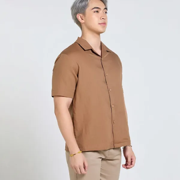 Áo Sơ Mi Nam F2 Fashion & Freedom Linen Tender Drit SMMN036-NN-S-0525 Màu Nâu Nhạt Size S