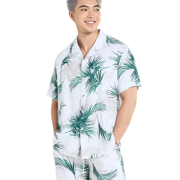 Áo Sơ Mi Nam F2 Fashion & Freedom Linen Tender Drit SMMN036-TLC-S-1224 Màu Trắng Lá Cọ Size S