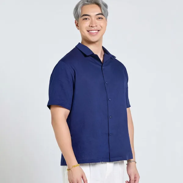 Áo Sơ Mi Nam F2 Fashion & Freedom Linen Tender Drit SMMN036-XD-S-0525 Màu Xanh Dương Size S
