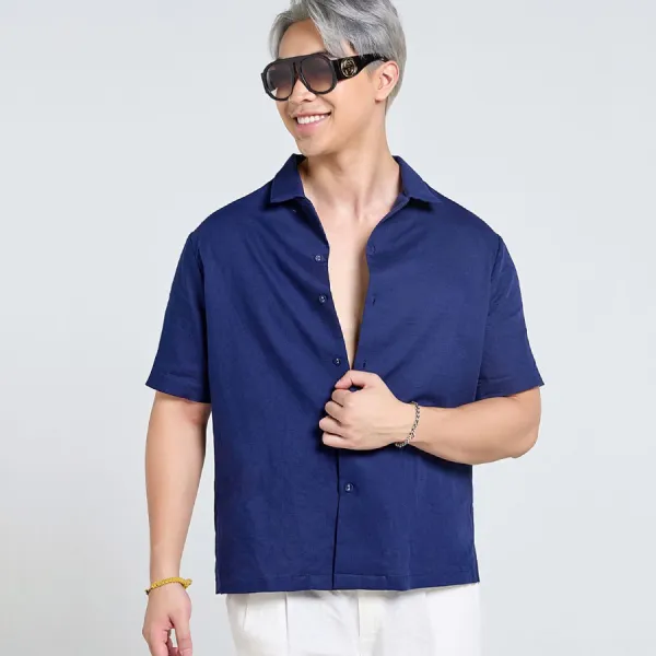 Áo Sơ Mi Nam F2 Fashion & Freedom Linen Tender Drit SMMN036-XD-S-0525 Màu Xanh Dương Size S