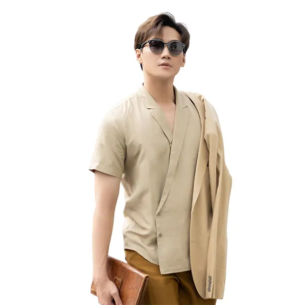 Áo Sơ Mi Nam F2 Fashion & Freedom Men's Cream Yellow Linen Shirt SMMN022-VK-S-1022 Màu Vàng Kem Size S