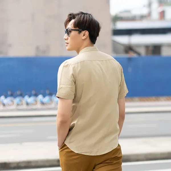 Áo Sơ Mi Nam F2 Fashion & Freedom Men's Cream Yellow Linen Shirt SMMN022-VK-S-1022 Màu Vàng Kem Size S
