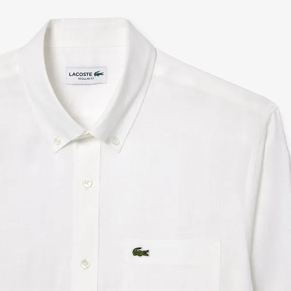 Áo Sơ Mi Nam Lacoste Men's Loose Fit Linen Shirt CH2188-10 001 Màu Trắng Size 38