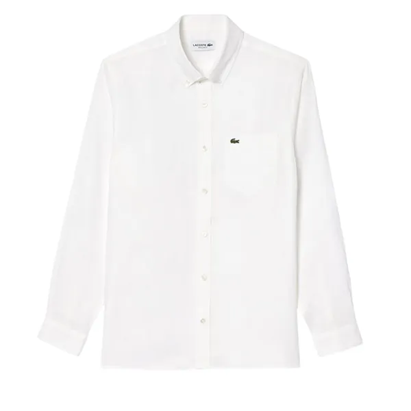 Áo Sơ Mi Nam Lacoste Men's Loose Fit Linen Shirt CH2188-10 001 Màu Trắng Size 38