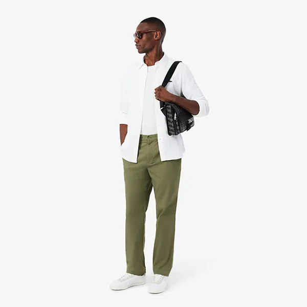 Áo Sơ Mi Nam Lacoste Petit Piqué Slim Fit Shirt CH2685 - 001 Màu Trắng Size 38