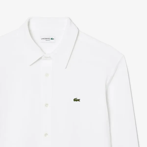 Áo Sơ Mi Nam Lacoste Petit Piqué Slim Fit Shirt CH2685 - 001 Màu Trắng Size 38